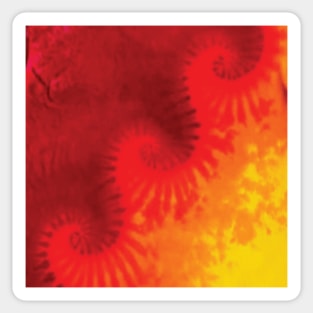 Triple Spiral Yellow Deep Orange Red Burgundy Tie Dye Sticker